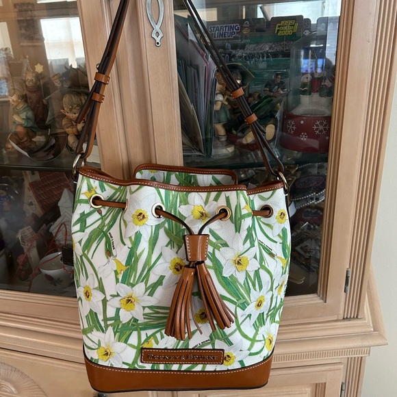 Dooney & Bourke Handbags - Dooney & Bourke EUC Floral Bucket Bag - Green and Brown